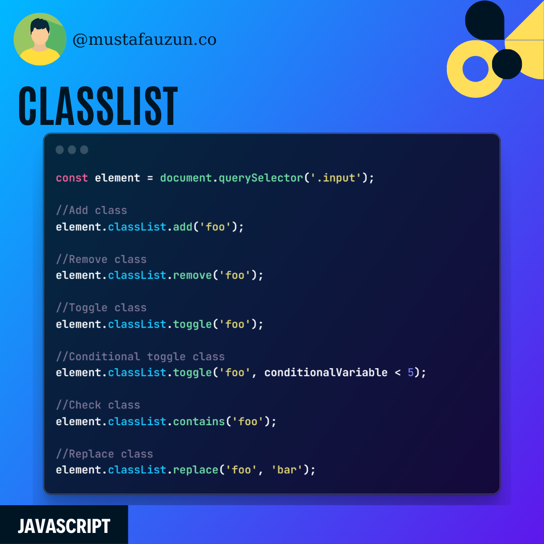 Javascript, classList