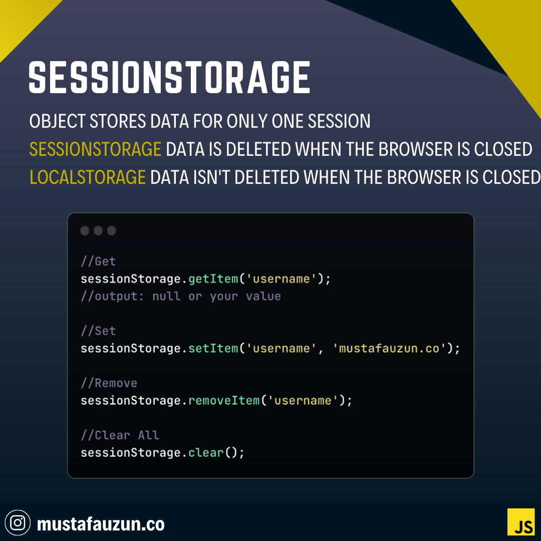 Javascript, sessionStorage