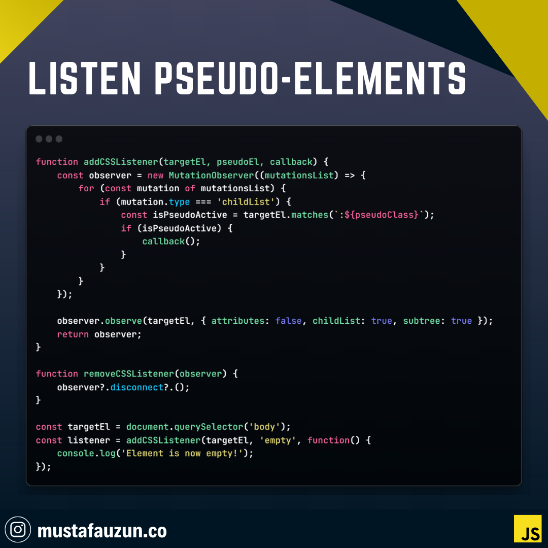 Javascript, Listen Pseudo-Elements – Mustafa Ateş UZUN Blog